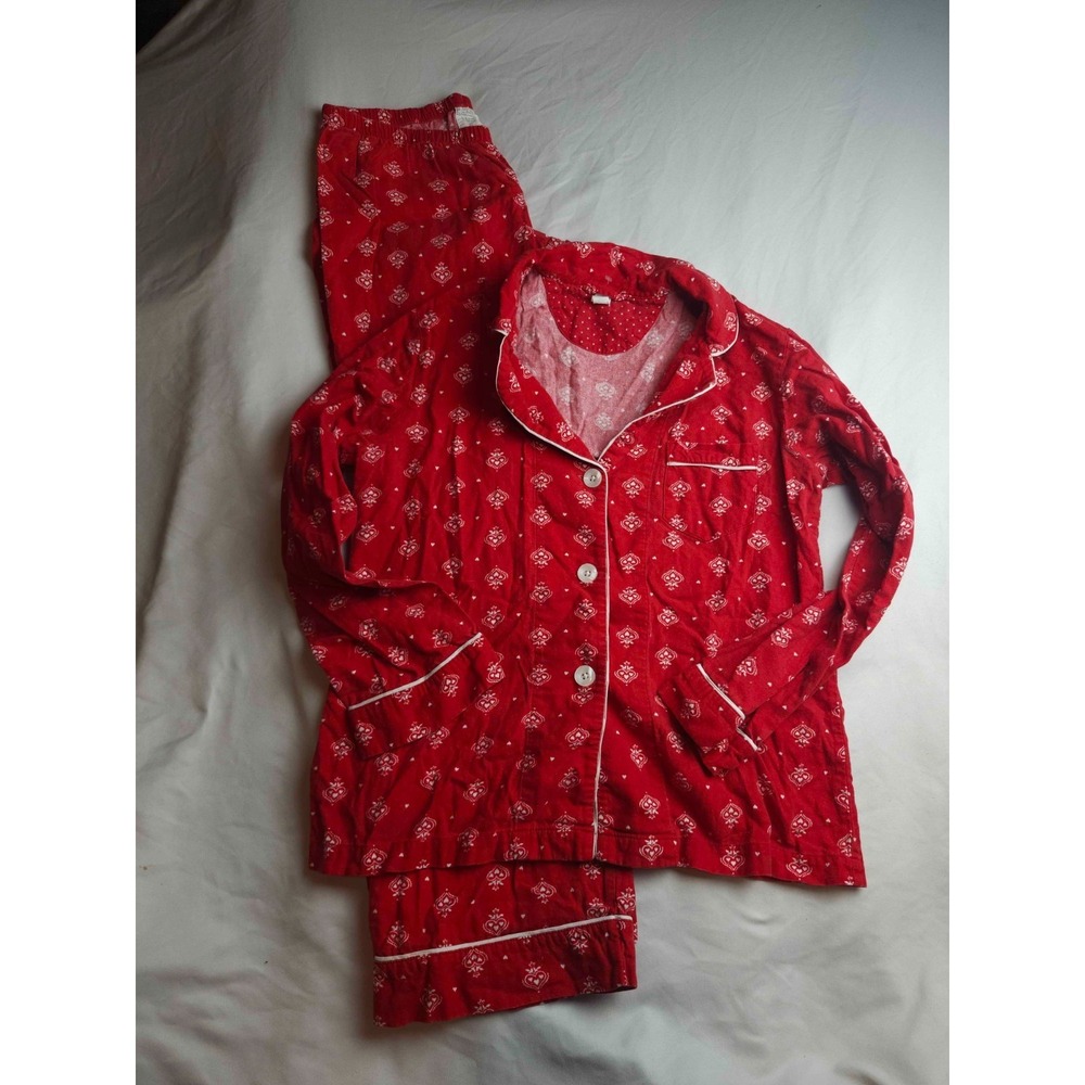 Old Navy Pajamas Set Womens Size XS Red Flannel Sleepwear Christmas Holiday 2-Pc
